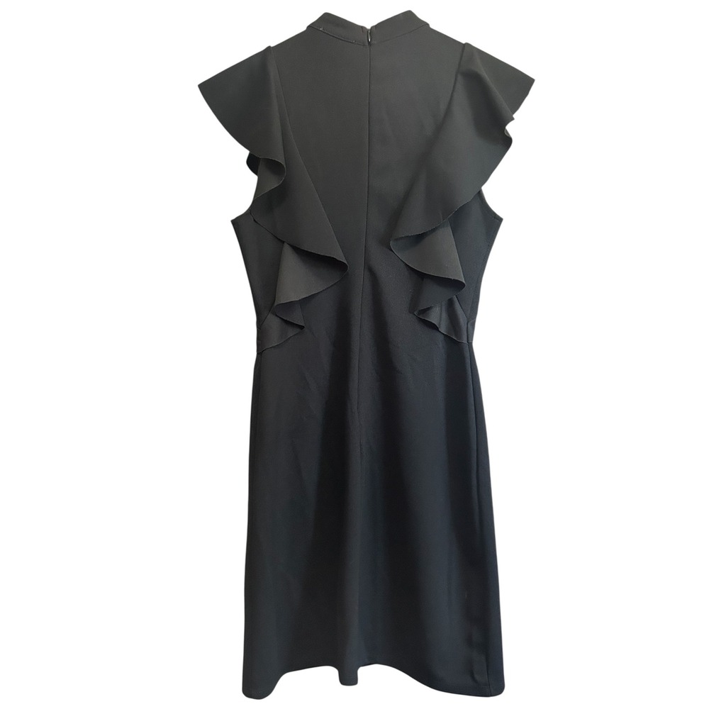 She + Sky Black Ruffle Sleeve Dress‎ Mock Neck Sleeveless Career Cocktail - Picture 6 of 6